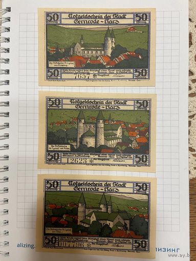 Нотгельд 50-50-50 пфеннигов Германия Вернрод Харц-0301