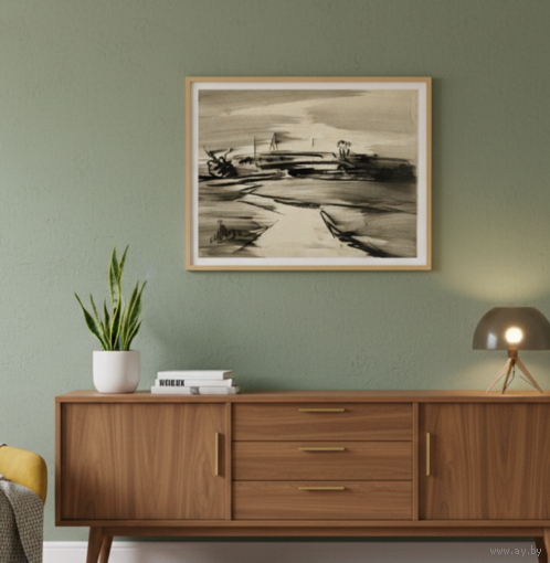 Абстрактный пейзаж, 1970е, рисунок, оригинал