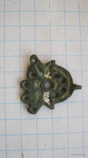 Древняя привеска, серьга. Бронза.Эмаль.