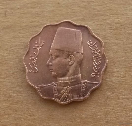 Египет, 5 миллим 1938 г., Фарук I (1936-1952), бронза, волнообразный край