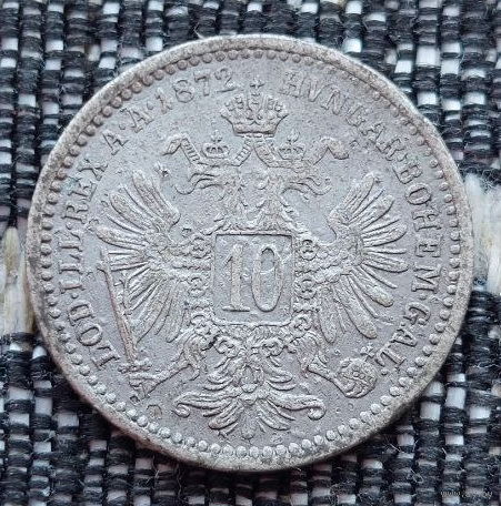 Венгрия (Австро-Венгрия) 10 крейцеров (геллер) 1872 года. Серебро! Сторгуй за свою цену, предложи обмен! Y130