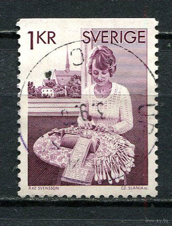 Швеция - 1976/1977 - Кружевоплетение - [Mi. 938yDo] - полная серия - 1 марка. Гашеная.  (LOT GM48)-T3P43