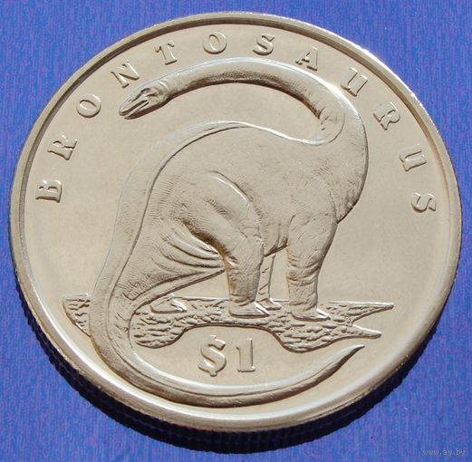 Сьерра-Леоне.  1 доллар  2006 год  KM#324  "Динозавры - Бронтозавр"