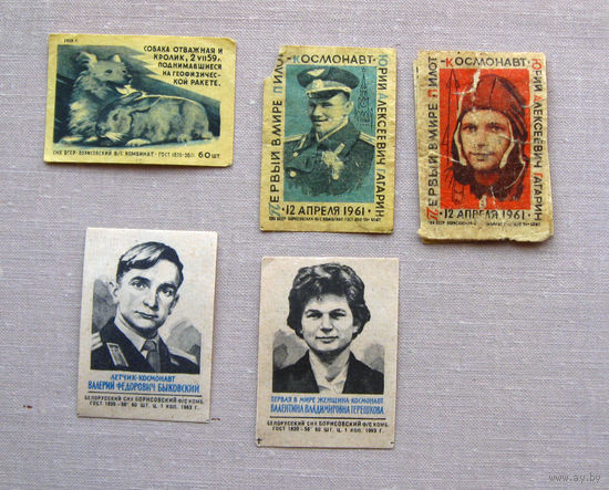 Спичечные этикетки 5 штук Космос Космонавты Борисов 1959 – 1963