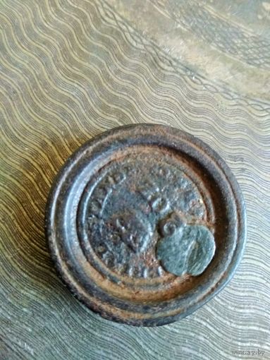 Гирька нач.19 в., 2 OZ (2 унции) Англия Imperial standard, гиря аптечная, торговая, Диаметр 3.8 см.