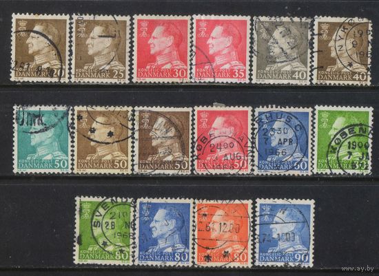 Дания 1961-7 Фредерик IX Стандарт #390-1,393-5,397,411-2,428-30,457,459-60