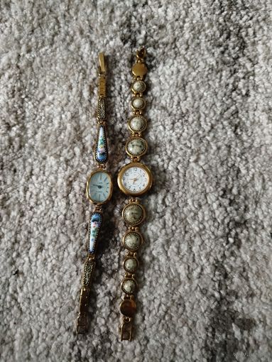 Двое красивых женских часиков ссср,финифть,в ремонт,с рубля