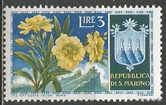 Сан-Марино. Цветы. Олеандр. Герб. 1953г. Mi#505.