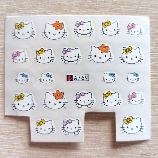 Hello Kitty слайдеры для ногтей. Водные наклейки-переводки на ногти