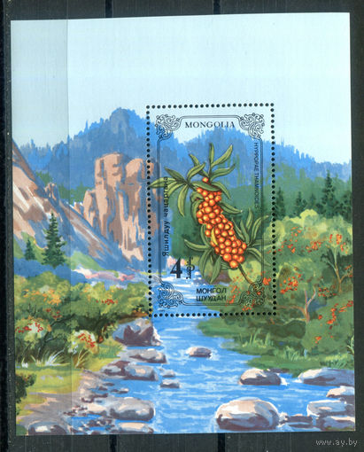 Монголия - 1985г. - Растения - 1 блок - полная серия, MNH, незначительный дефект клея [Mi bl. 109]. #O-Bl-Z-2-7