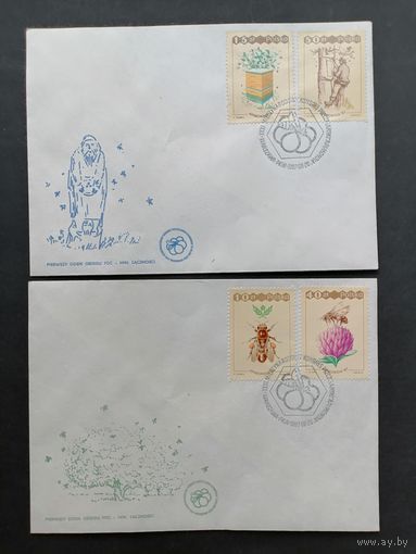 Польша 1987 Три КПД с полной серией марок "Международный конгресс по пчеловодству "APIMONDIA-87"" (спецгашение) Mi.3106-3111 каталог 3.20 евро