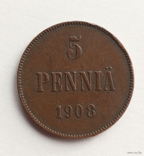 Россия для Финляндии. 5 пенни 1908 г.