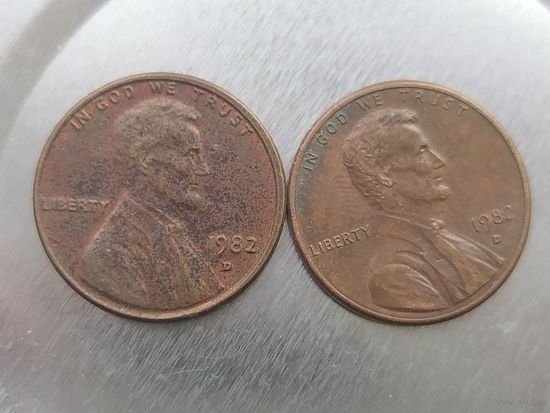 1 цент США 1982 года  буква D лот 6