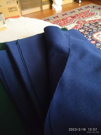 Ткань Кримплен .Отрез.цена за весь.Синий.
