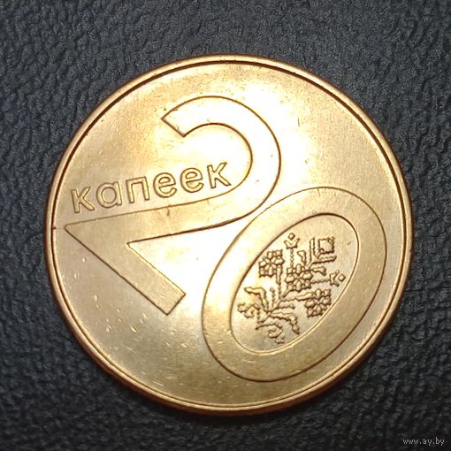 Республика Беларусь 20 копеек 2009  брак, раскол штемпеля с выкрошкой