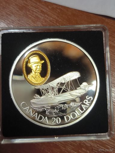 20 долларов 1994 канадская авиация унуция серебра 925 пробы