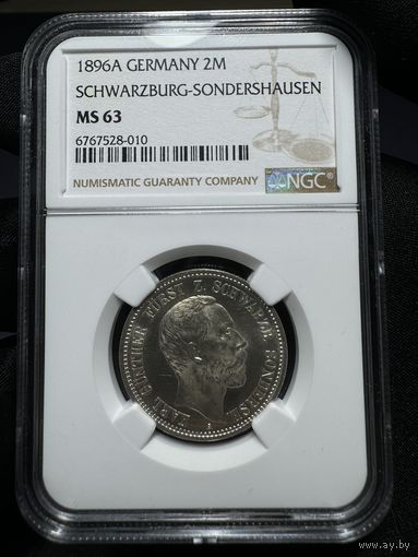 2 марки 1896 Шварцбург Зондерхаузен NGC MS63 Германия