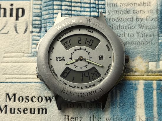 Экспериментальные электронные наручные часы Electronica CHN-05 (Электроника ЧН-05, Интеграл, quartz, Watch & Watch). Редкие!