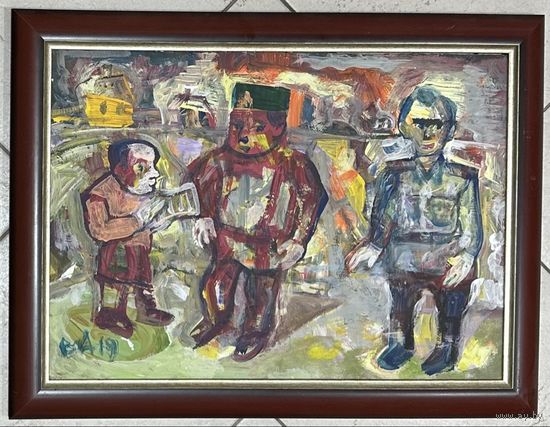 Акулов В.И. "Натации для Каудилио", 2019г. Картон, акрил. Размер 48/33,5 см.