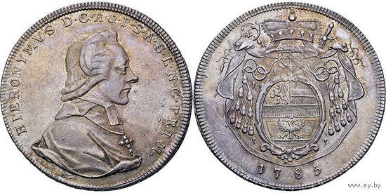 Австрия Зальцбург великолепный по состоянию талер 1785 г графа Иеронимуса фон Коллоредо (1772-1803) UNC-MS патина