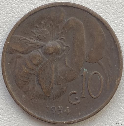 Италия 10 чентезимо 1934 г.