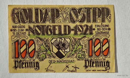 1921 год 100 пфеннигов  Германия