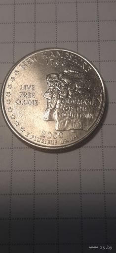 Квотер 25 центов памятный сша 2000 год хемпшир