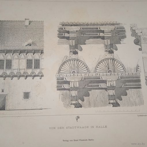 ГРАВЮРА. VON DER STADTWAAGE IN HALLE. Berlin. Германия 19век. 48 х32см.     РАСПРОДАЖА КОЛЛЕКЦИИ.