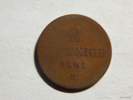 Саксония 2 пфеннига 1861г