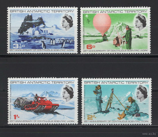 Британская антарктическая территория / British Antarctic Territory (BAT) 1969 ** 25 лет исследованиям, серия 4 марки (SG 20-23)