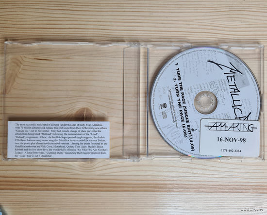 Metallica - Turn The Page (Promo CD, UK, 1998, лицензия)