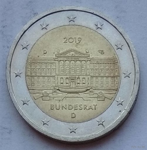 Германия 2 евро 2019 г. 70 лет Бундесрату. Двор D