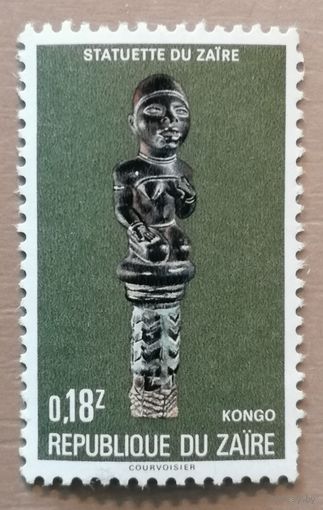 Марка Заир, Конго, серия - традиционное искусство страны, маски, скульптуры, 1977 г