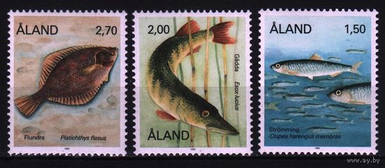 1990 Аландские о-ва фауна рыбы атлантическая сельдь камбала щука Mi-38-40 3х-марки**