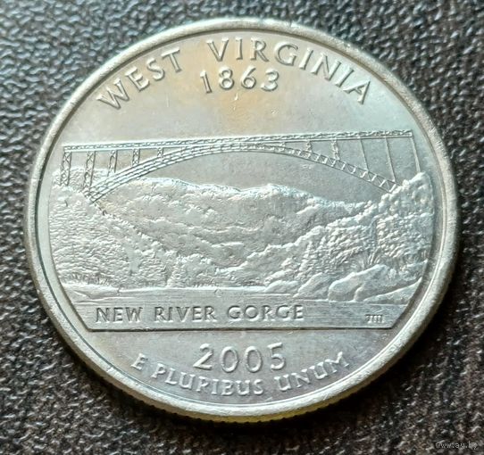 США 1/4  доллара, 2005 Квотер штата Западная Вирджиния   P     ( 1-5-2 )