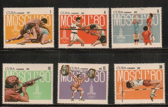 Куба-1979, (Мих.2413-2418)  ** , Спорт,ОИ-1980