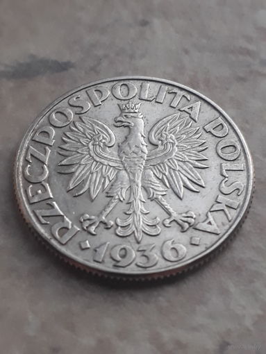 2 злотых 1936г. короблик. С рубля!