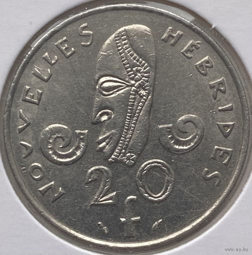 Новые Гебриды 20 франков 1975 г. В холдере
