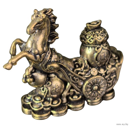 Статуэтка Лошадь с повозкой Металл/Сплав