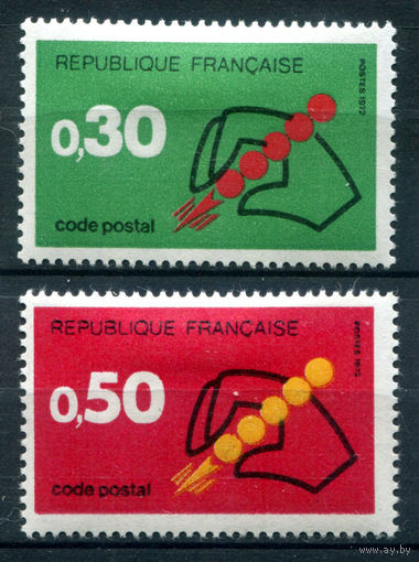 Франция - 1972г. - новые почтовые индексы - 2 марки - полная серия, MH [Mi 1795-1796]. #2-Fr-41-A-1