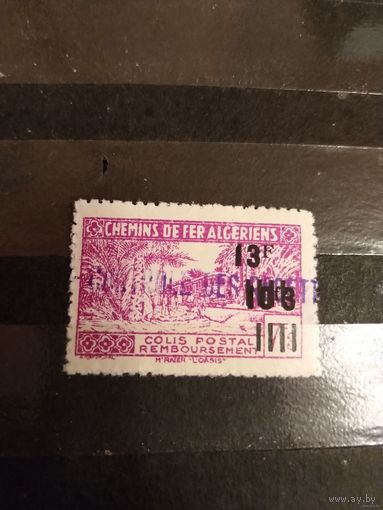 Французская колония Алжир марка оплаты посылок пакетов поезд железная дорога флора чистая клей (4-3)