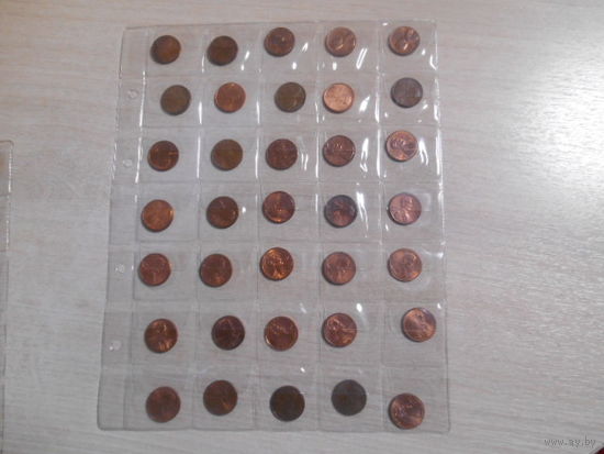 Сб. лот 1-центовиков США.43 шт по годам