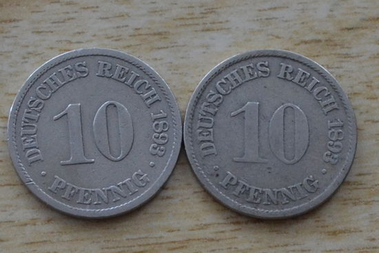 Германия 10 пфеннигов 1893