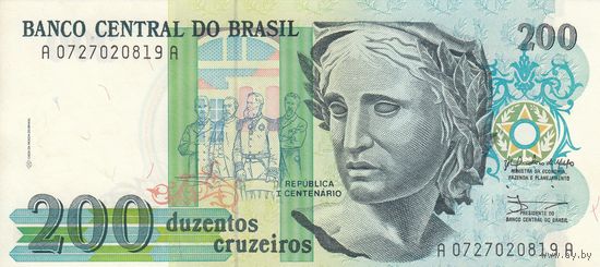 Бразилия 200 крузейро 1990 (UNC)