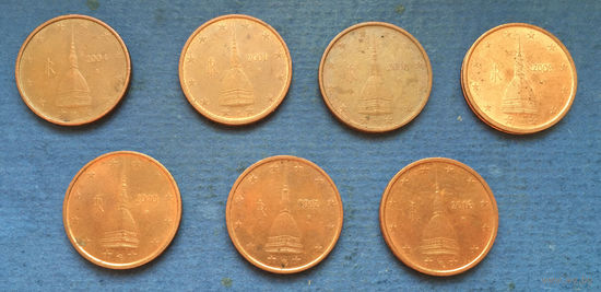 Италия 2 евроцента 2002, 2004, 2006, 2007, 2008, 2009, 2010, 2012, 2016