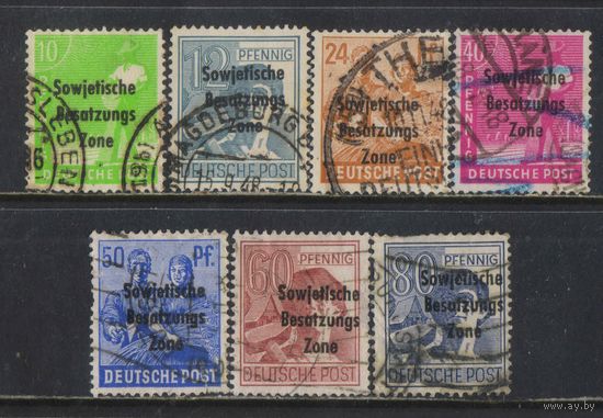 Оккупация Германии Советская зона 1948 Надп Стандарт #Mi 185-6,190,192-6