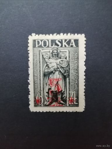 Польша 1947 Марка Mi.442 с надпечаткой в 1947 году "5 Zl" посвященная "Архитектурные памятники Польши" (чистая**) Mi.454 каталог 1.00 евро