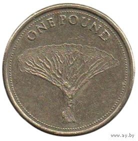 Заморская Территория Гибралтар. 1 фунт 2015. Флора. Драконово дерево.