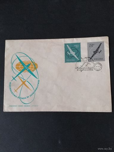 Польша 1958 КПД с полной серией марок "Чемпионат мира по планерному спорту" (спецгашение) Mi.1058-1059 каталог 1.20 евро