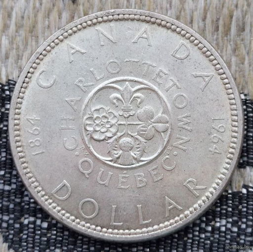 Канада 1 доллар 1964 год, AU. Елизавета II. Серебро 900. Сторгуй за свою цену, предложи обмен! S100